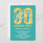 Gold 30 und Kokett 30. Geburtstag Party Einladung (Vorderseite)