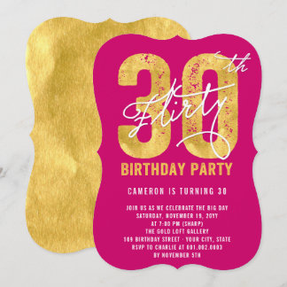 Gold 30 und Kokett 30. Geburtstag Party Einladung