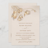 Gold 3 D-Blume Einladung (Vorne/Hinten)