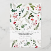 Gold 3 Foto Elegante Winter Grün Grau Holiday Folieneinladung (Rückseite)