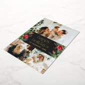 Gold 3 Foto Elegante Winter Grün Grau Holiday Folieneinladung (Gedreht)