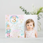 Gold 3 Land Süßigkeiten Nutcracker Foto Geburtstag Einladung (Stehend Vorderseite)