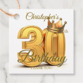 Gold 3D Crown Prince King 30th Birthday Party Geschenkanhänger (Vorderseite)