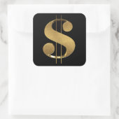 Gold-3D-Dollar-Zeichen Quadratischer Aufkleber (Tasche)