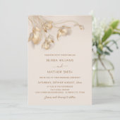 Gold 3D Flowers Einladung (Stehend Vorderseite)