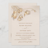 Gold 3D Flowers Einladung (Vorne/Hinten)