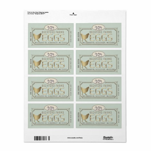 Gold 3D Gerahmtes Eierkarton mit Farm and Hen (Vorne)