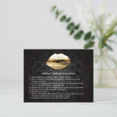 Gold 3D Lips Schönheitssalon Makeup Tipps Postkarte (Stehend Vorderseite)