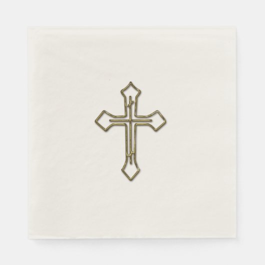Gold 3D Looking Cross Kontur Serviette (Vorderseite)