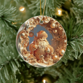 Gold 3d Santa Klausel Keramik Ornament