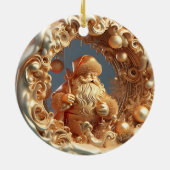 Gold 3d Santa Klausel Keramik Ornament (Hinten)