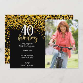 Gold 40 & Fabulous 40. Geburtstag Party Einladunge Einladung