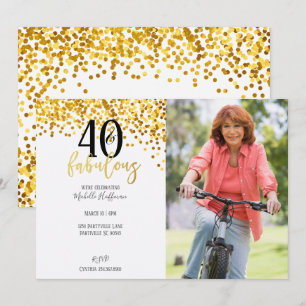 Gold 40 & Fabulous 40. Geburtstags-Party Einladung