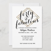 Gold 40 & Fabulous Einladung (Vorderseite)