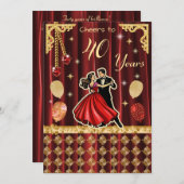 Gold 40th Birthday Celebration |The Ruby Jubilee Einladung (Vorne/Hinten)