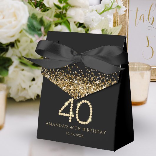 Gold 40th Diamonds Birthday Party Geschenkschachtel