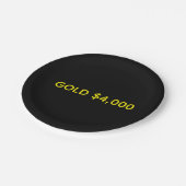 Gold 4.000 Dollar Marktfest Pappteller (Schrägansicht)