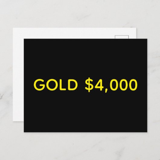 Gold 4.000 Dollar Marktfest Postkarte (Vorne/Hinten)