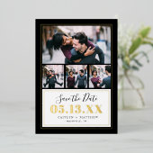 Gold 4 Foto Save the Date real Folieneinladung (Stehend vorne)