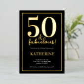 Gold 50 and Fabulous 50th Birthday Foil Invitation Folieneinladung (Stehend vorne)