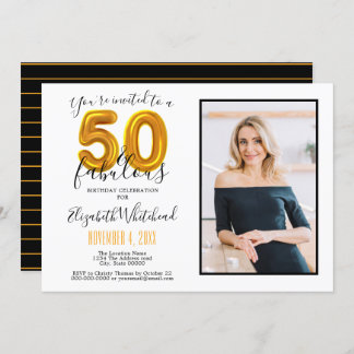 Gold 50 & Fabulous 50. Geburtstag Foto Einladung