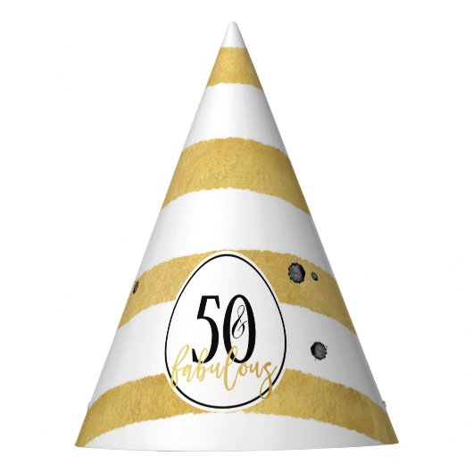 Gold 50 & Fabulous Birthday Confetti Papier Hats Partyhütchen (Vorderseite)