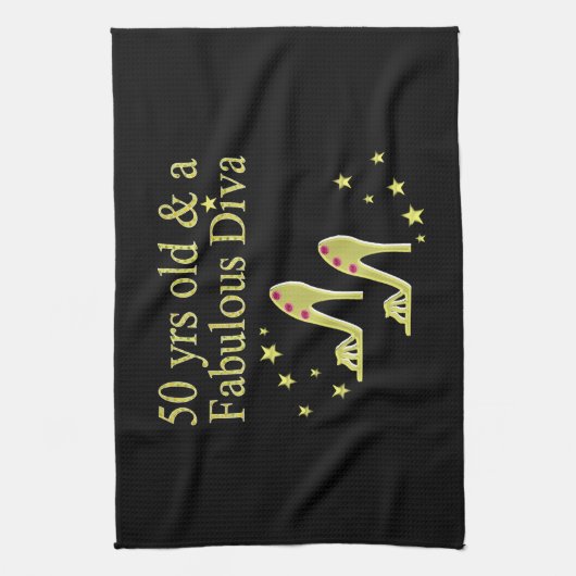 GOLD 50 & FABULOUS DIVA DESIGN GESCHIRRTUCH (Vertikal)