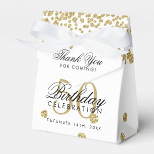 Gold 50. Geburtstag Danke Confetti White Geschenkschachtel