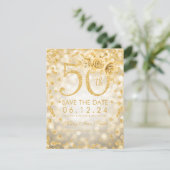 Gold 50. Geburtstag Glam Leuchten Save the Date (Stehend Vorderseite)