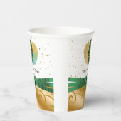 Gold 50. Geburtstag, Grüne Seidenband, Löwen Pappbecher (Rechts)