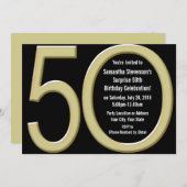 Gold 50. Geburtstag / Party Einladung (Vorne/Hinten)