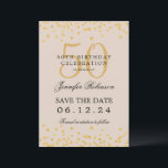 Gold 50. Geburtstag Save the Date Details Champagn Einladung<br><div class="desc">Elegantes "50th Birthday Party" Design mit Imitats Glitzer Konfetti & Details Text. Einfach zu bedienen und leicht zu personalisieren. Bestelle noch heute!</div>