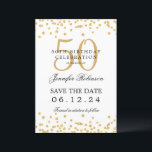 Gold 50. Geburtstag Save the Date Details Einladung<br><div class="desc">Elegantes "50th Birthday Party" Design mit Imitats Glitzer Konfetti & Details Text. Einfach zu bedienen und leicht zu personalisieren. Bestelle noch heute!</div>