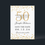 Gold 50. Geburtstag Save the Date Details Einladung<br><div class="desc">Elegantes "50th Birthday Party" Design mit Imitats Glitzer Konfetti & Details Text. Einfach zu bedienen und leicht zu personalisieren. Bestelle noch heute!</div>