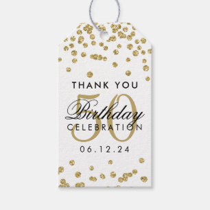 Gold 50. Geburtstag Vielen Dank Glitzer Confetti Geschenkanhänger