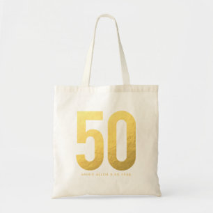 Gold 50. Geburtstagsfeier Geschenkschulder Tragetasche