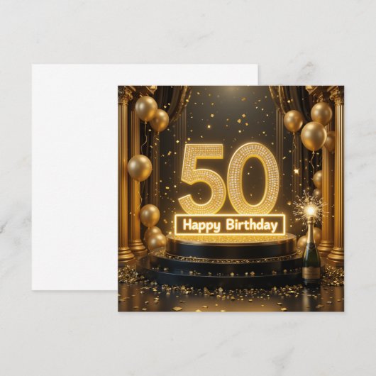 Gold 50. Geburtstagskarte (Vorne/Hinten)