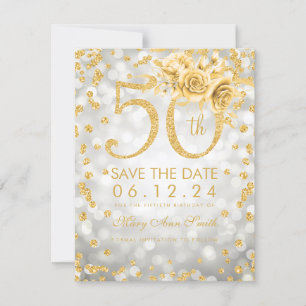 Gold 50. Geburtstagsleuchten Save the Date Silber