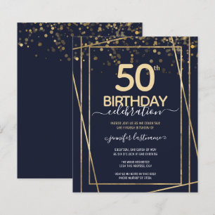 Gold 50. Geburtstagsparty Einladung