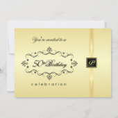 Gold 50. Geburtstagsparty Einladungen mit Monogram (Rückseite)