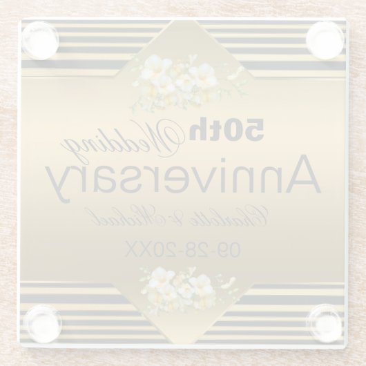 Gold 50. Hochzeitssaison - Glass Untersetzer (Rückseite)