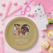 Gold 50. Hochzeitstag 2 Foto Pappteller (Party)