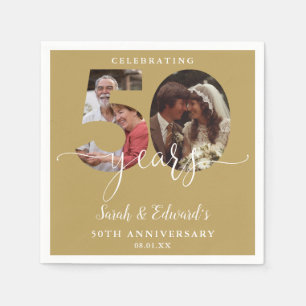 Gold 50. Hochzeitstag 2 Foto Serviette