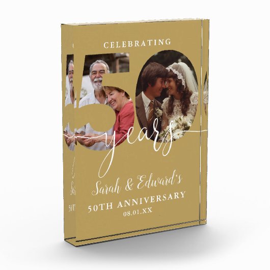 Gold 50. Hochzeitstag 2 Fotoblock (Links)