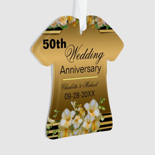 Gold 50. Hochzeitstag Acryl Ornament (Vorderseite)