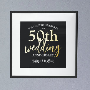 Gold 50. Hochzeitstag Begrüßungszeichen Foliendrucke