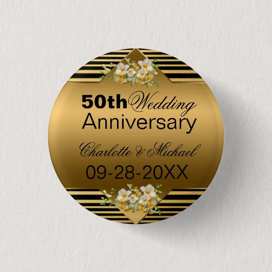 Gold 50. Hochzeitstag Button (Vorderseite)
