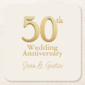 Gold 50. Hochzeitstag | Champagne White Rechteckiger Pappuntersetzer (Vorderseite)