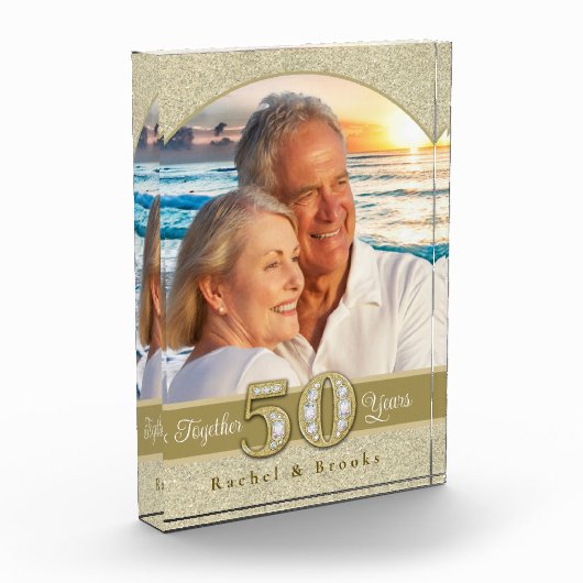 Gold 50. Hochzeitstag Fotoblock (Links)