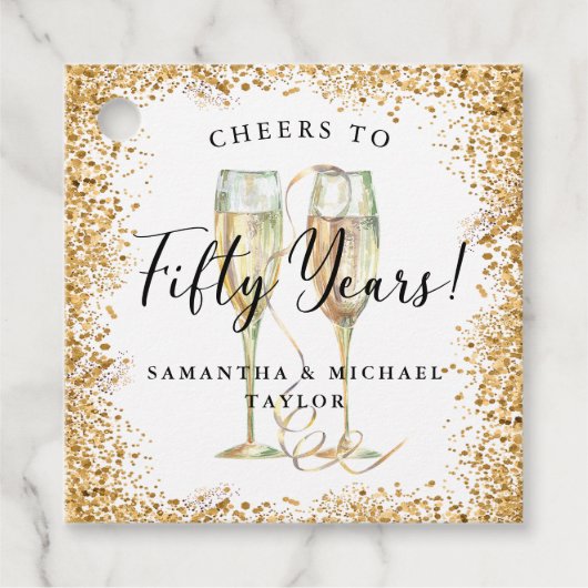 Gold 50. Hochzeitstag Geschenkanhänger (Vorderseite)